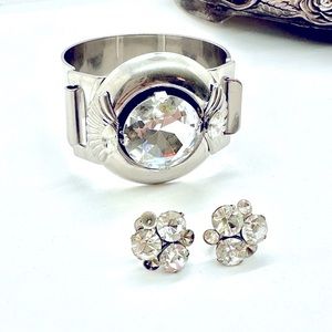 Crystal Statement Bracelet & Deco Earrings